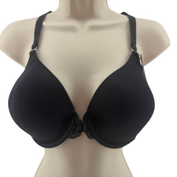Maidenform One Fab Fit Lace T-Back Front Close Bra 7112 Black 38D - Picture 2 of 7